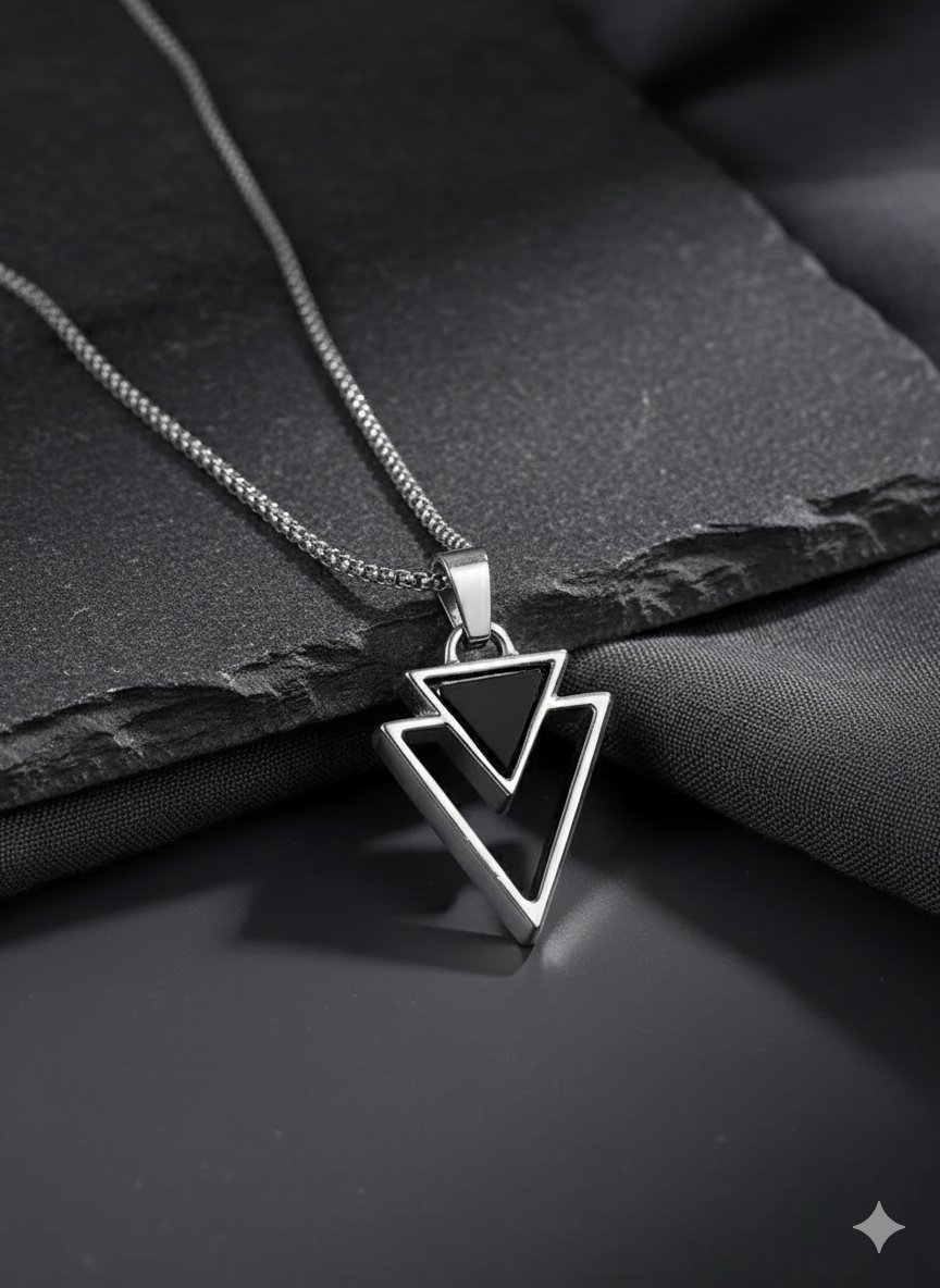 Delta Double Triangle Pendant Necklace