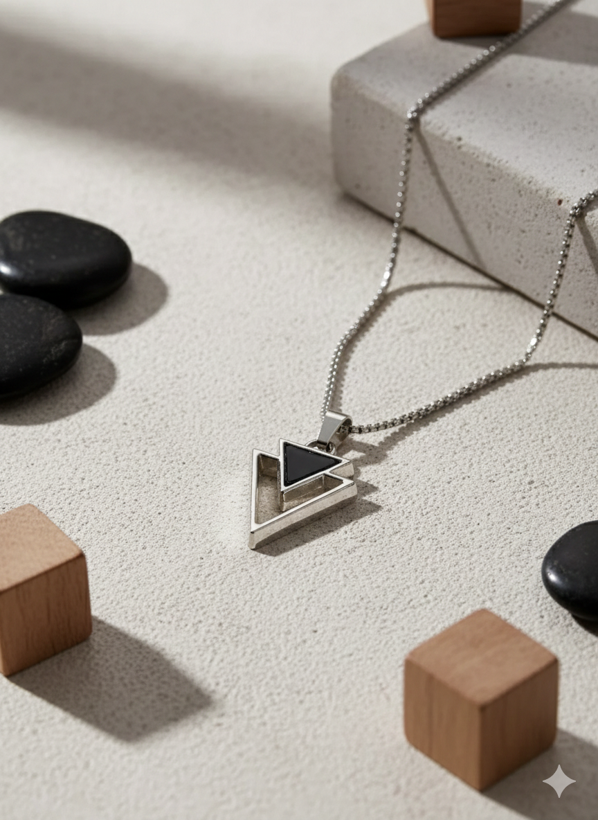 Delta Double Triangle Pendant Necklace