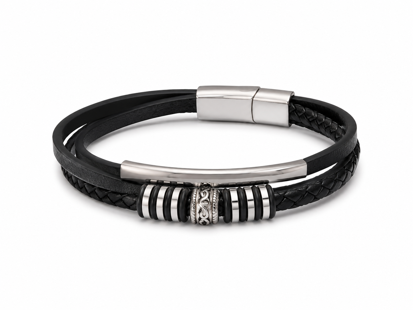 Black Braided Leather Bracelet