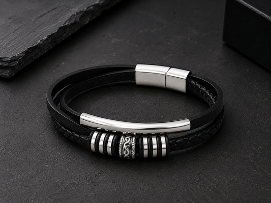 Black Braided Leather Bracelet