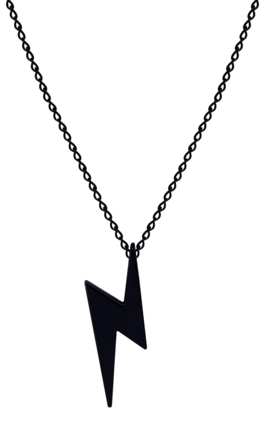 Black Lightning Bolt Pendant Necklace