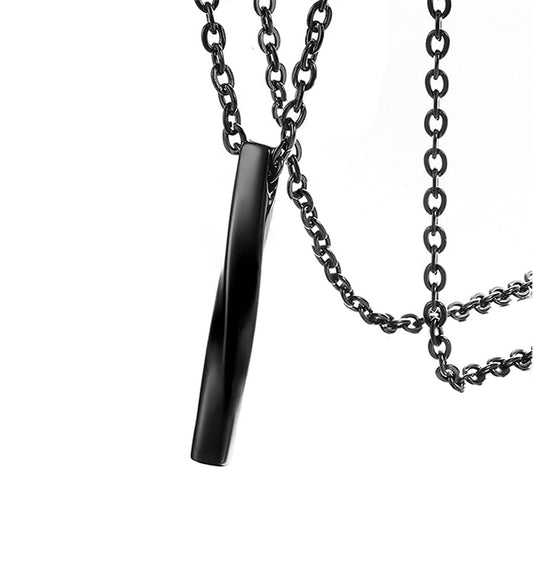Black Twisted Bar Pendant Necklace