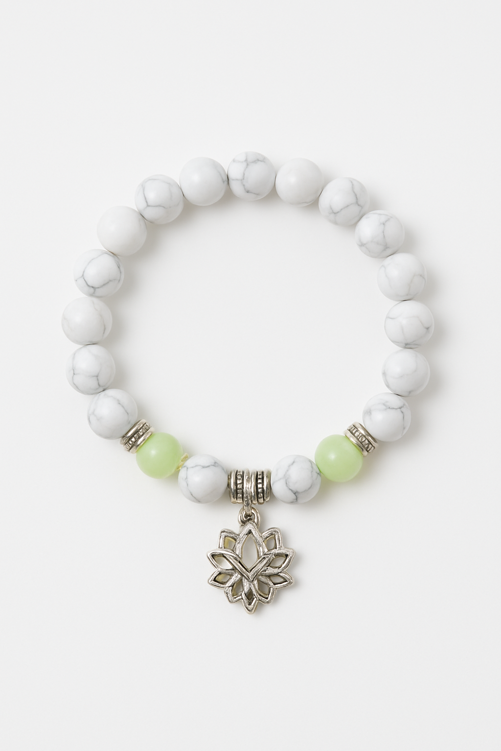 Luminous Beaded Bracelet with Lotus Charm