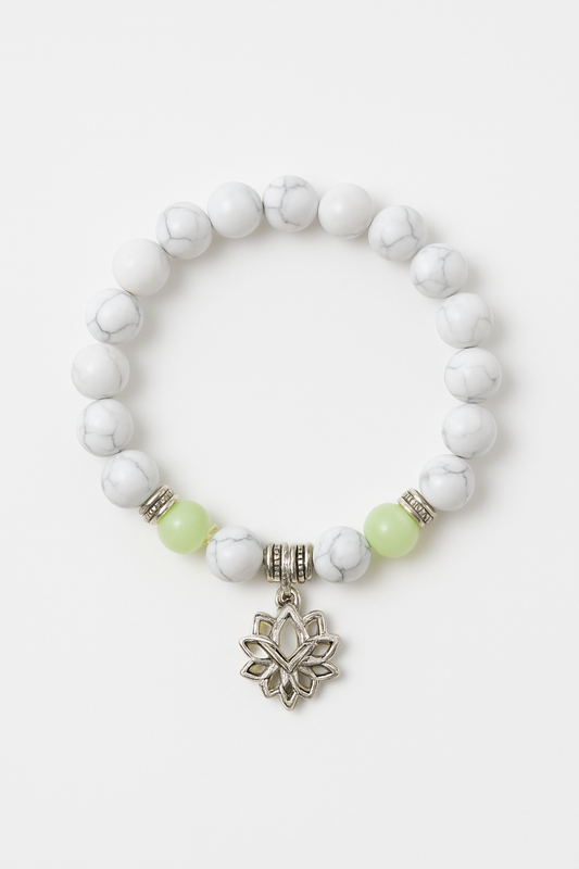 Luminous Beaded Bracelet with Lotus Charm