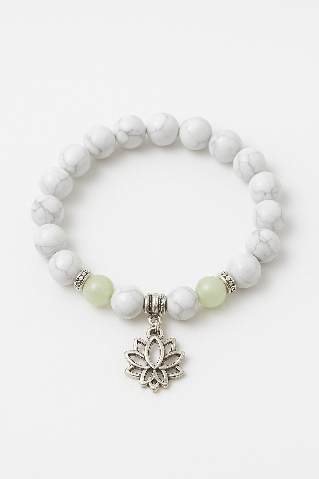 Luminous Beaded Bracelet with Lotus Charm